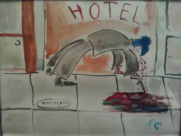 &copy; Ali Mongo doing Sidewalk Divination Painting